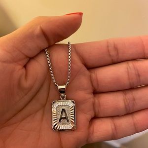 Steeling Silver “A” pendant necklace